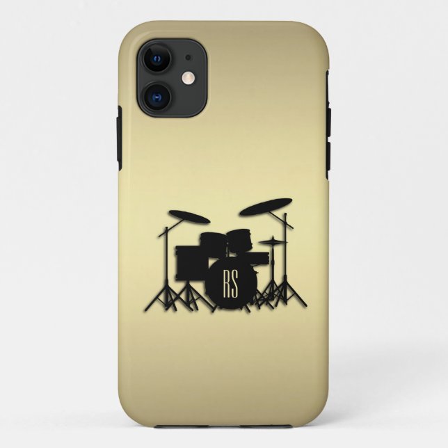 Coques Case-Mate iPhone Jeu de tambour monogramme or (Dos)