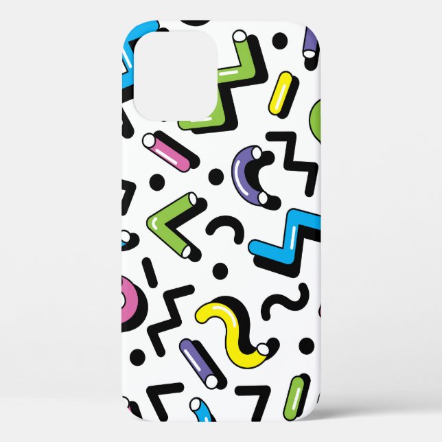 Coques Case-Mate iPhone Jeu géométrique : Motif de formes de Doodles (Verso)