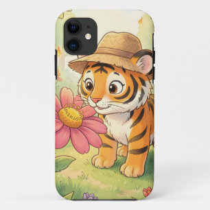Case-Mate iPhone Case Jeune tigre mignon avec chapeau dans le jardin