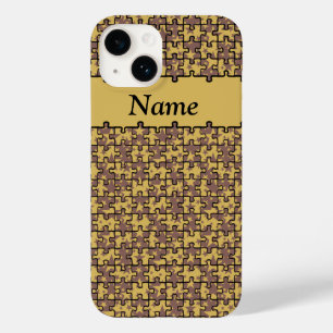 Coques Pour iPhone Jigsaw Stars chocolat et jaune personnalisé