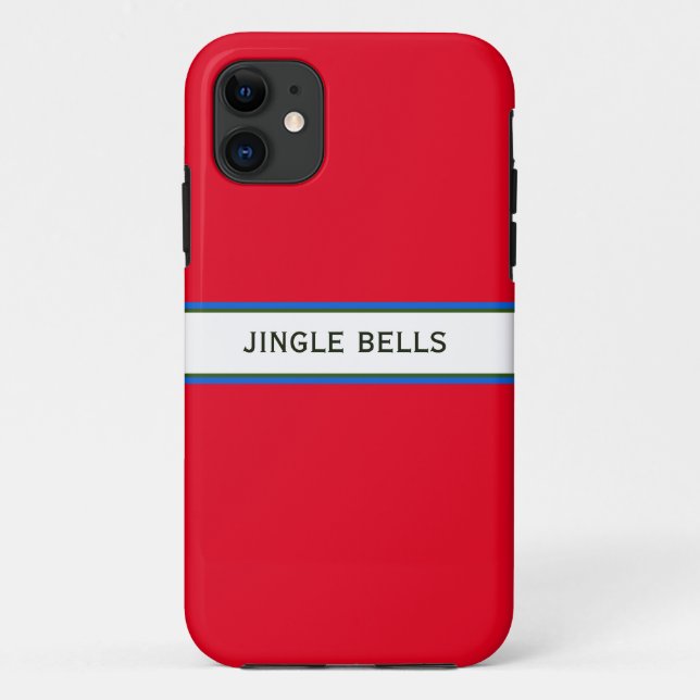 Coques Case-Mate iPhone JINGLE BELLS Festive Moderne Rouge Blancs (Dos)