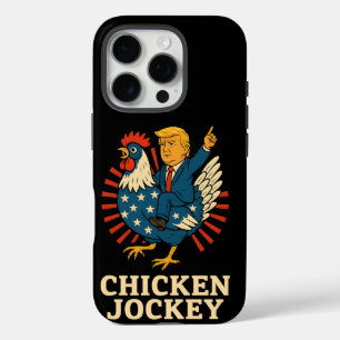 Coques iPhone 16 Pro Jockey de poulet Trump Mème amusant