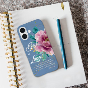 Coques iPhone 16 John 3:16 Aquarelle rose Floral Christian
