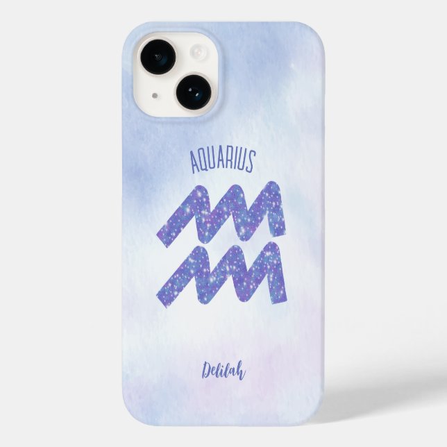 Coques Case-Mate iPhone Joli Aquarius Astrologie Signal Personnalisé Viole (Verso)