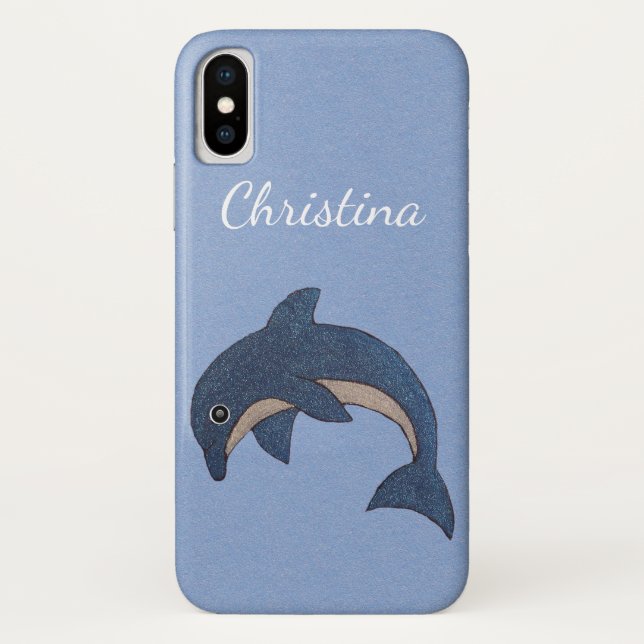 Coques Case-Mate iPhone Joli Blue White Ocean Dolphin Jumping Position (Dos)