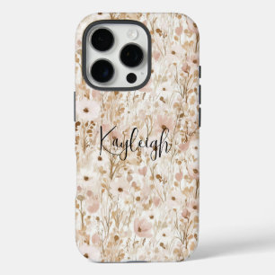 Coques iPhone 16 Pro Joli Blush Brown Floral