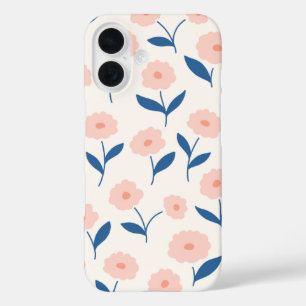 Coques iPhone 16 Joli Boho Chic Fleurs Rose Motif