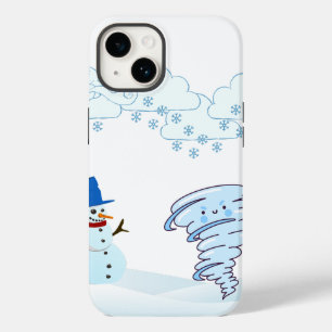 Coque Pour iPhone 14 Joli bonhomme de neige et vent d'hiver