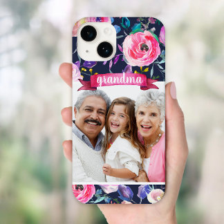 Coque Pour iPhone 14 Joli cadeau photo floral personnalisé pour grand-m