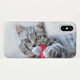Case-Mate iPhone Case Joli chat tabby gris avec chapeau de Noël