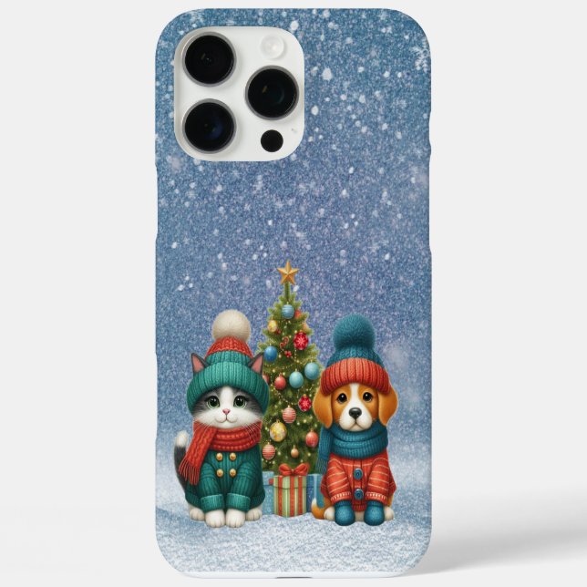 Coques Case-Mate iPhone Joli chiot de Noël & chaton (Verso)