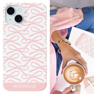 Coque Pour iPhone 15 Joli cou rose Nom personnalisé rose
