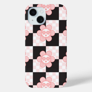 Coque Pour iPhone 15 Joli damier rose