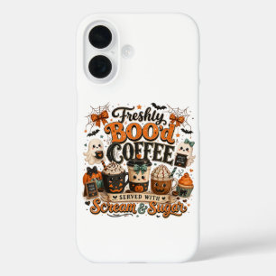 Coques iPhone 16 Joli Fantôme Ensorcelant Amateur de Café Halloween
