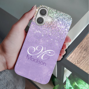 Coques iPhone 16 Joli Iridescente lilas violet faux parties scintil