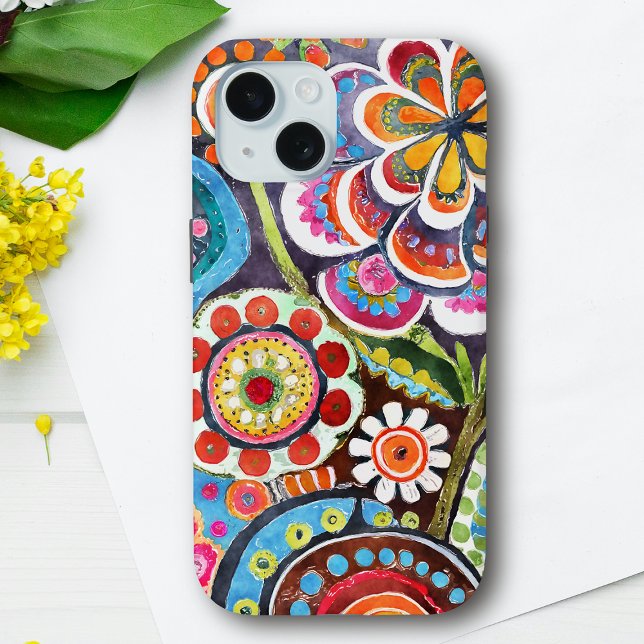 Coques Case-Mate iPhone Joli jardin floral psychédélique Vibrant Art popul (Créateur téléchargé)