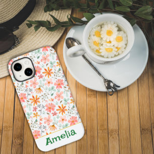 Coque Pour iPhone 14 Joli jardin rose orange nom du motif