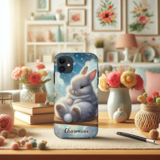 Case-Mate iPhone Case Joli Lapin Poly Roly Avec Nuages De Parties scinti