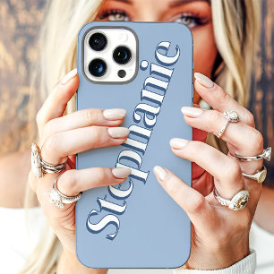 Coques iPhone 16 Pro Max Joli Minimaliste Bleu Poussiéreux Nom Personnalisé