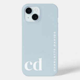 Coque Pour iPhone 15 Joli Monogramme Bleu Fille