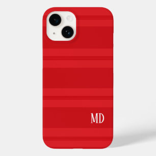 Coque Pour iPhone 14 Joli monogramme de Noël rayé rouge
