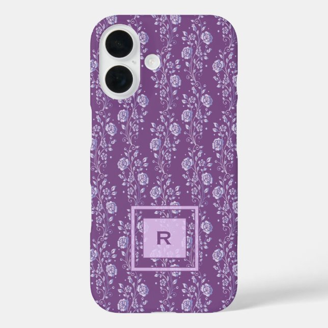Coques Case-Mate iPhone Joli monogramme floral pourpre et Lilac (Verso)