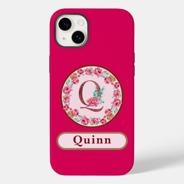 Coques Case-Mate iPhone Joli Monogramme Q Floral (Verso)