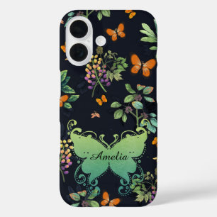 Coques iPhone 16 Joli Motif floral foncé personnalisé