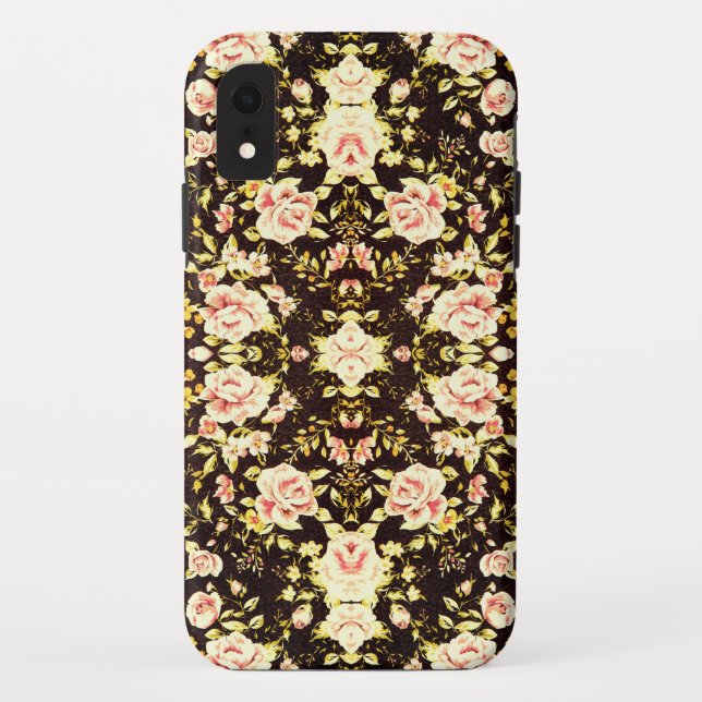 Coques Case-Mate iPhone Joli motif floral rose, jaune (Dos)