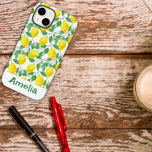 Coque Pour iPhone 14 Joli motif jaune citron personnalisable