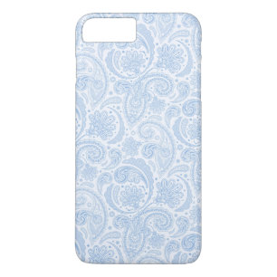 Coque iPhone 8 Plus/7 Plus Joli motif paisley bleu blanc