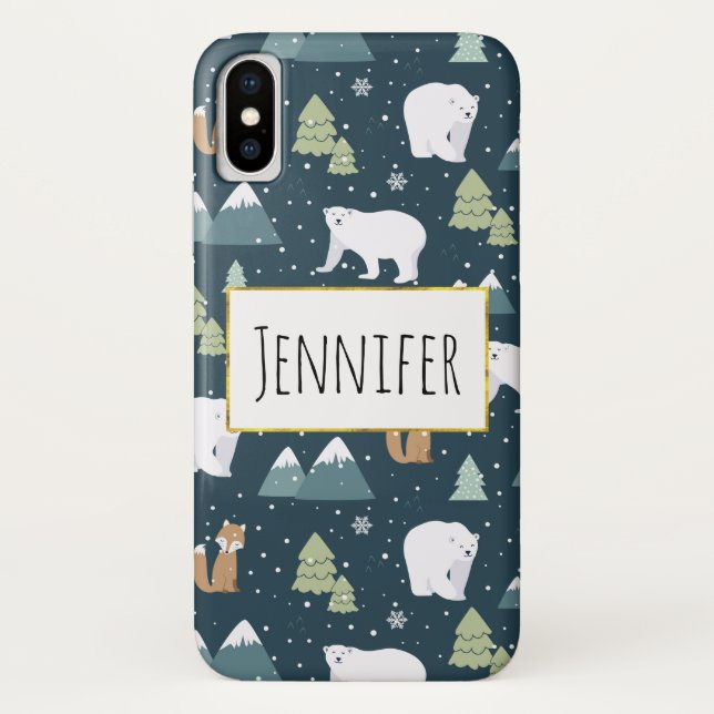 Coques Case-Mate iPhone Joli Noël Animaux d'hiver Motif rustique (Dos)