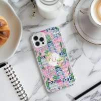 Joli paysage urbain rose | Monogramme initial flor