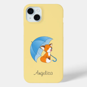 Coque iPhone 15 Mini Joli Petit Renard dormant sous parapluie