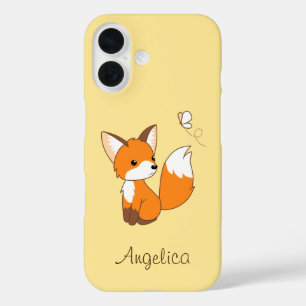 Coques iPhone 16 Joli Petit Renard Regardant un Papillon