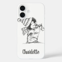 Joli pingouin de Noël rétro avec chapeau et écharp