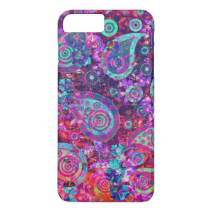 Coques Pour iPhone Joli rose abstrait et Aqua Paisley