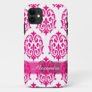 Etui iPhone Case-Mate Joli rose chaud et blanc personnalisé damask