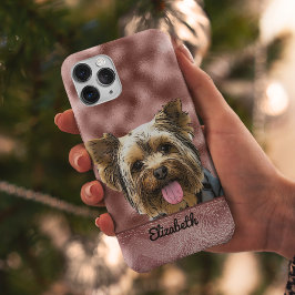 Coques iPhone 16 Pro Joli Rose Gold Rose Yorkie Nom Chien Pretty Chic C