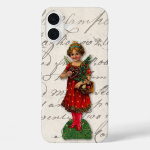 Coques iPhone 16 Plus Joli rouge Noël fille Angel Victorian
