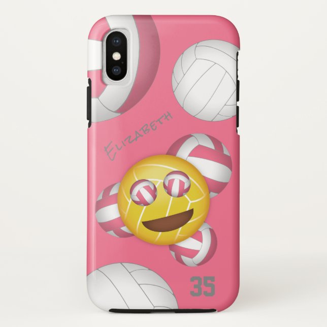 Coques Case-Mate iPhone joli sourire personnalisé filles émoji volley (Dos)