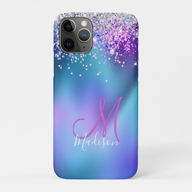 Coques Case-Mate iPhone Joli turquoise violet faux parties scintillant mon (Dos)