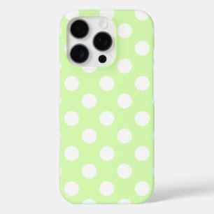Coques iPhone 16 Pro Joli vert clair avec de grands Pois blancs