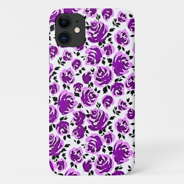 Coques Case-Mate iPhone Joli violet blanc rose motif (Dos)