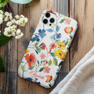 Coques iPhone 16 Pro Jolie Aquarelle Colorée Fleurs Ditsy