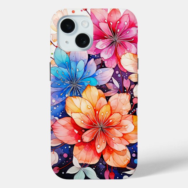 Coques Case-Mate iPhone Jolie Art Floral Rétro Coloré (Verso)