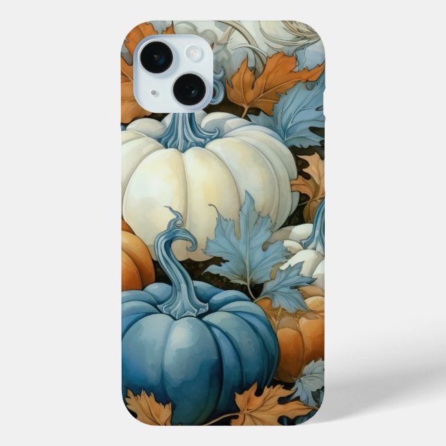 COQUES Case-Mate iPhone JOLIE BLEU ORANGE BLANC AUTOMNE CITROUILLES (Verso)
