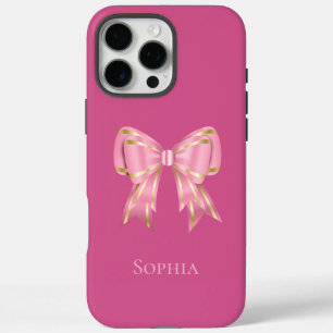 Coques iPhone 16 Pro Max Jolie Bow Or Rose