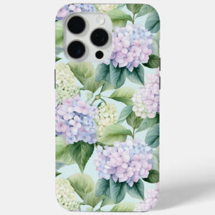 Coque iPhone 15 Pro Max Jolie Crème Florale Lilac Hydrangea Fleurs Dur