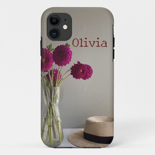 Coques Case-Mate iPhone Jolie Dahlia d'origine Photographie +Nom personnal (Dos)